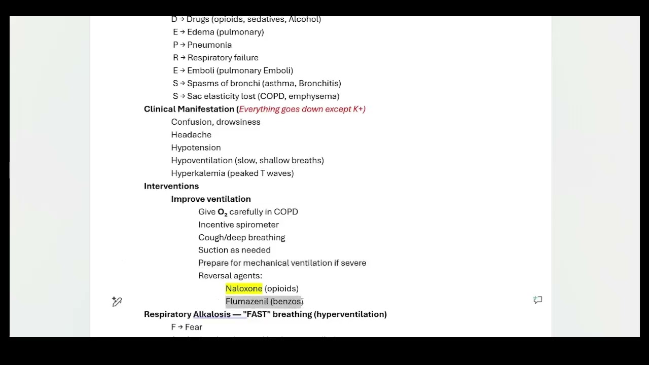 Respiratory acidosis and alkalosis