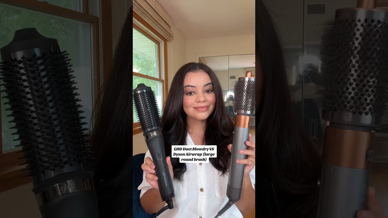 GHD Duet Blowdry VS Dyson Airwrap Large Round Brush on Curly Hair!
