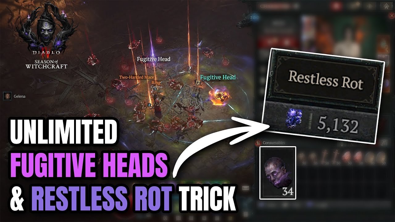 UNLIMITED FUGITIVE HEADS & RESTLESS ROT TRICK Diablo 4