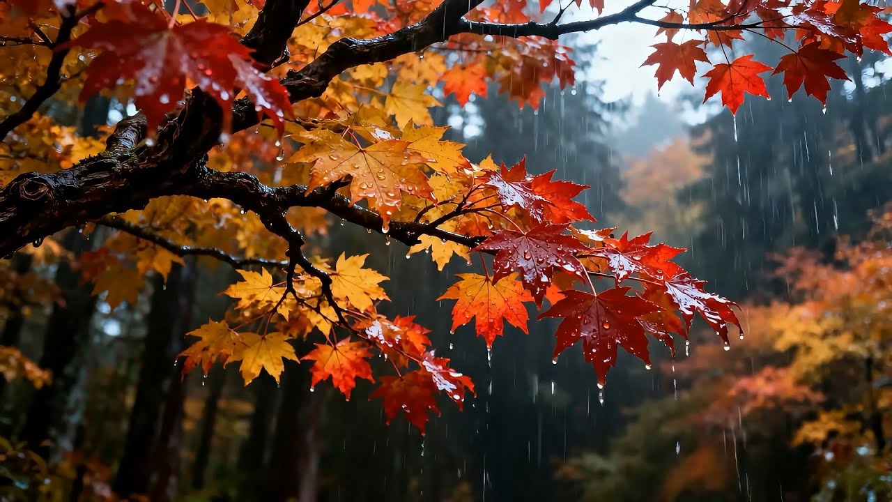 Cozy Autumn Night Rain in the Forest 🌲🍂 | Calm Fall Rain Sounds for Restful Sleep