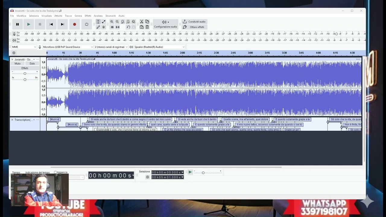 Tutorial 4 Audacty Open vino   Trascrizione testi da canzone