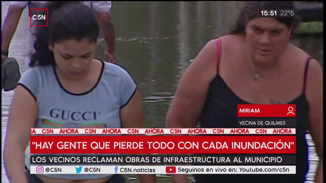 Crecida del r&iacute;o e inundaci&oacute;n en Quilmes