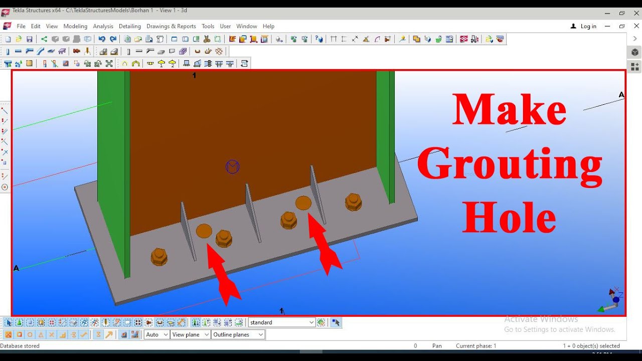 How to create grouting hole in Base plate | Tekla tutorial bangla