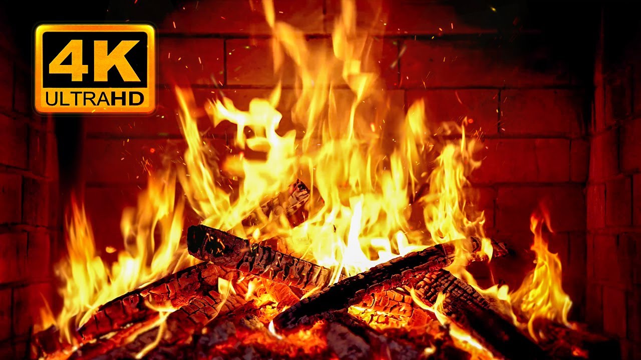 🔥 Fireplace 4K UHD! Fireplace with Crackling Fire Sounds. Fireplace Ambience