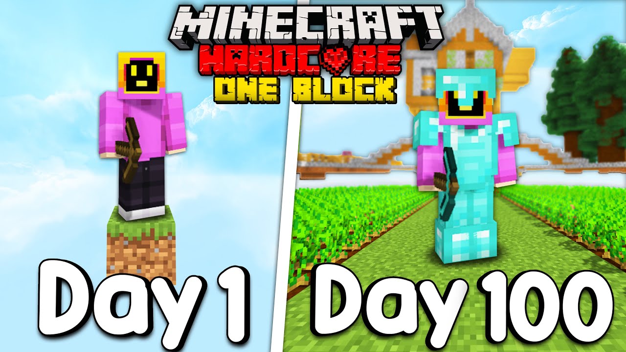 I Survived 100 Days in ONE BLOCK SKYBLOCK in Minecraft Hardcore!