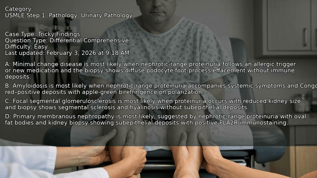 Urinary Pathology, Pathology, USMLE Step 1 - Full Vignette with Extended Explanations