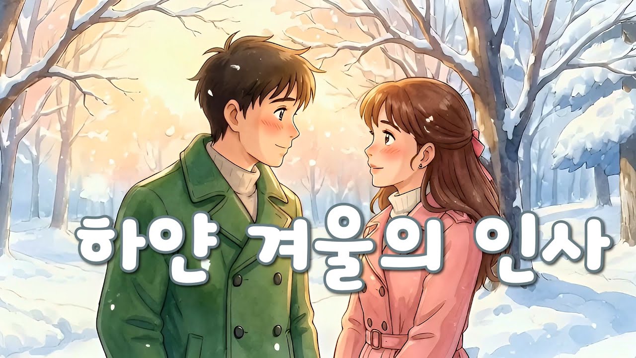 ❄️ 하얀 겨울의 인사 R&B Soul | 지브리 감성 수채화 영상 | 따뜻한 겨울 커플 이야기 | Ghibli Style Video