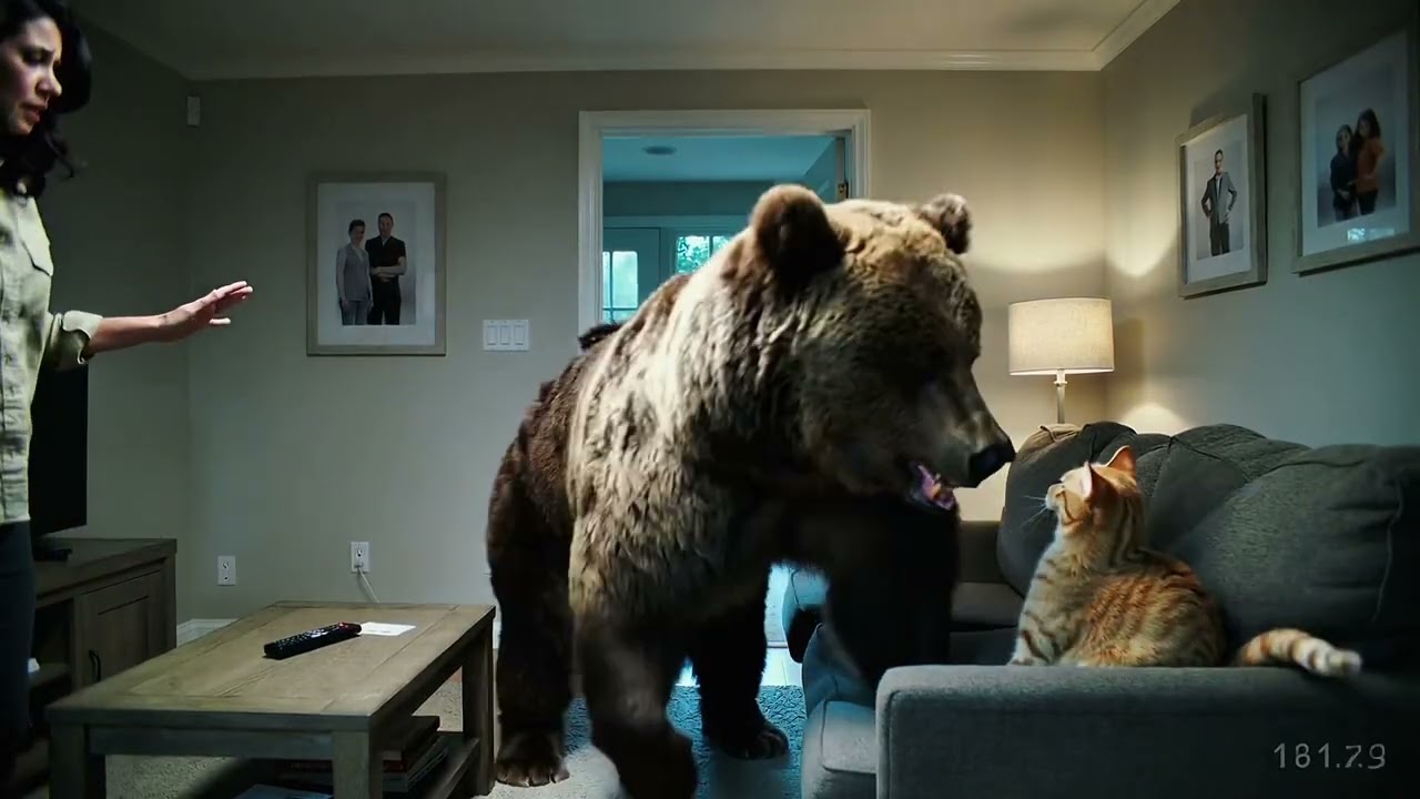 😰😱When Your Cat Meets a Bear at Home 