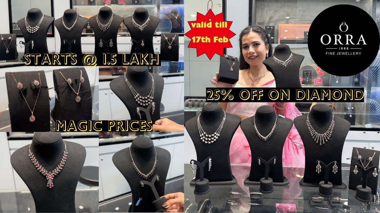 Купите бриллиантовые ожерелья EMI ✨ Скидка 25% на бриллианты! 💎 Начните с 1,5 лакха ORRA Fine Jew...