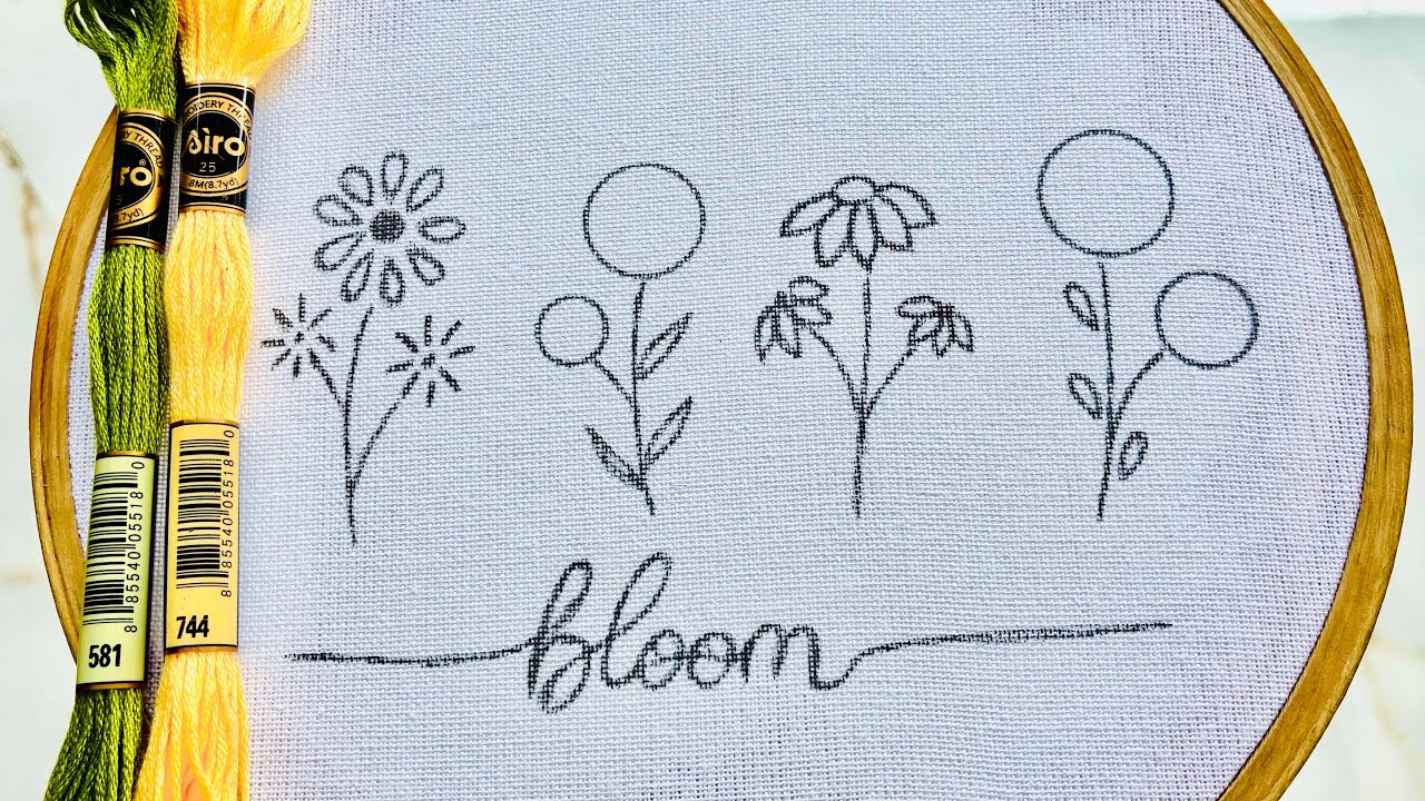 VERY VERY EASY LITTLE FLOWERS HAND EMBROIDERY DESIGNS FOR BEGINNERS 