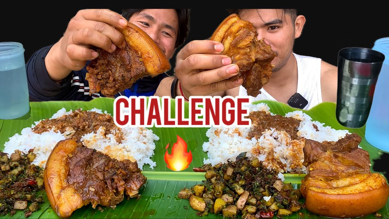 Pork eating challenge🤗//ei cramdwre😭//keinom twreko c Angang se😅//