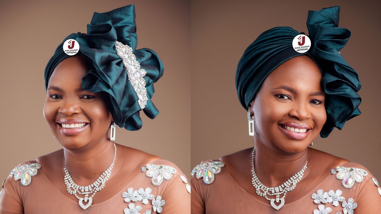 Gathered/Pleated Turban with pleated embellished design