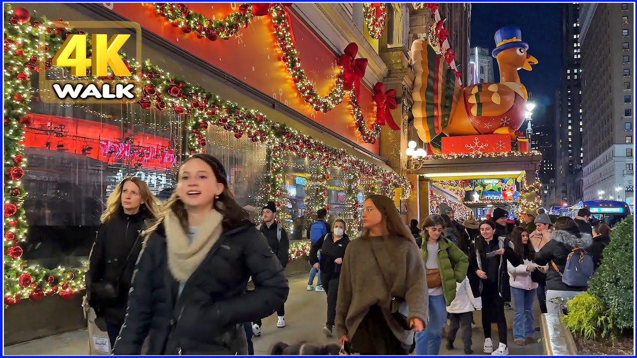 【4K】WALK 34th Street NEW YORK City NYC USA Christmas NY vlog