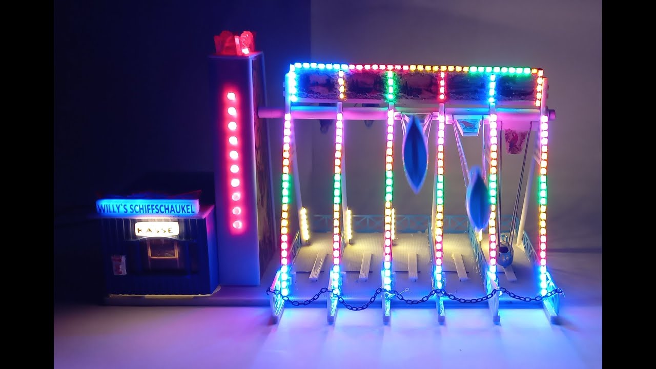 Schiffschaukel Faller H0 umgebaut auf LED und DC Motor