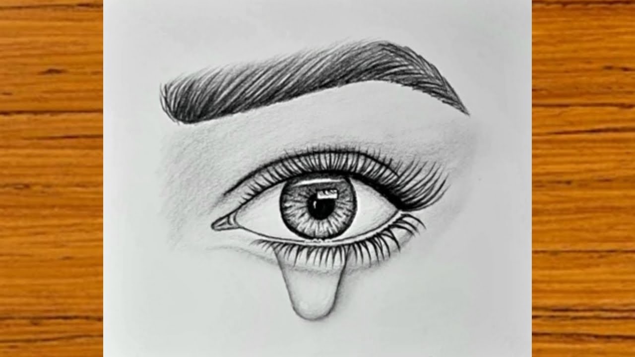 رسم سهل||رسم عين تدمع خطوة بخطوة للمبتدئين||تعلم رسم عين بطريقة سهلة