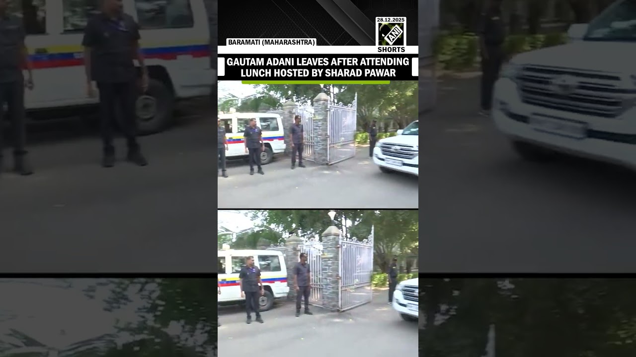 Adani Group Chairman Gautam Adani leaves after attending lunch hosted by Sharad Pawar