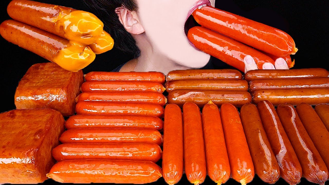 ASMR SAUSAGE SPAM CHEESY FIRE NOODLES 소세지 스팸 먹태깡 라면 먹방 ソーセージ チーズプルダックポックンミョン 咀嚼音 Sosis EATING SOUNDS