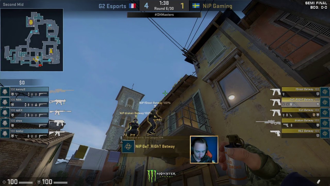 KennyS Insane Reaction (G2 vs NIP DreamHack 2017 Inferno)