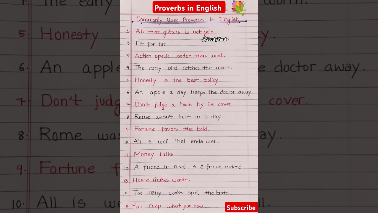Proverbs in english l Proverbs l Common proverbs of English l English me muhavare