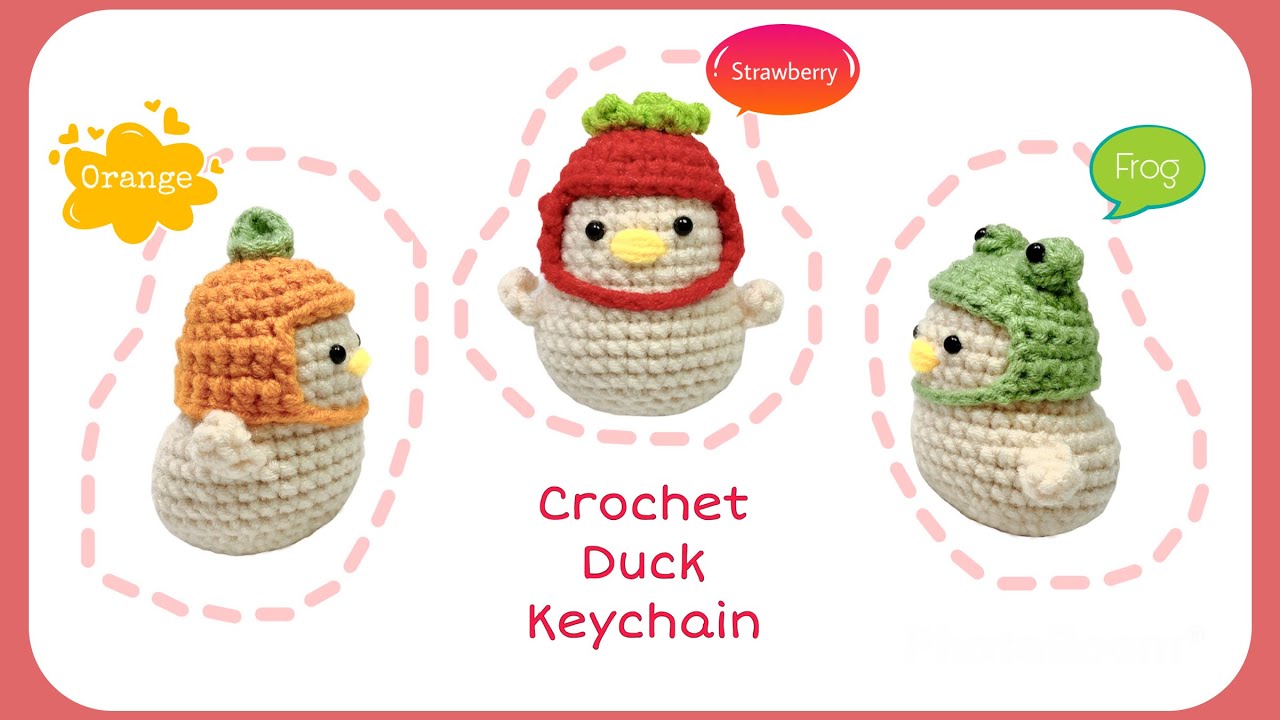 Crochet Duck Keychain | Móc Móc Khoá Vịt Đội Nón 🐸🍓🍊| Xuxu Crochet