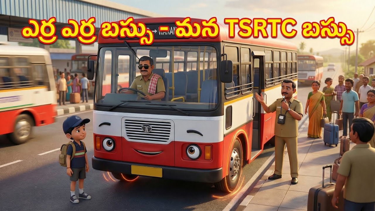 ఎర్ర ఎర్ర బస్సు - మన TSRTC బస్సు🚍 | Telugu Kids Bus Song | Telugu Kids Rhymes | Mittayi Telugu