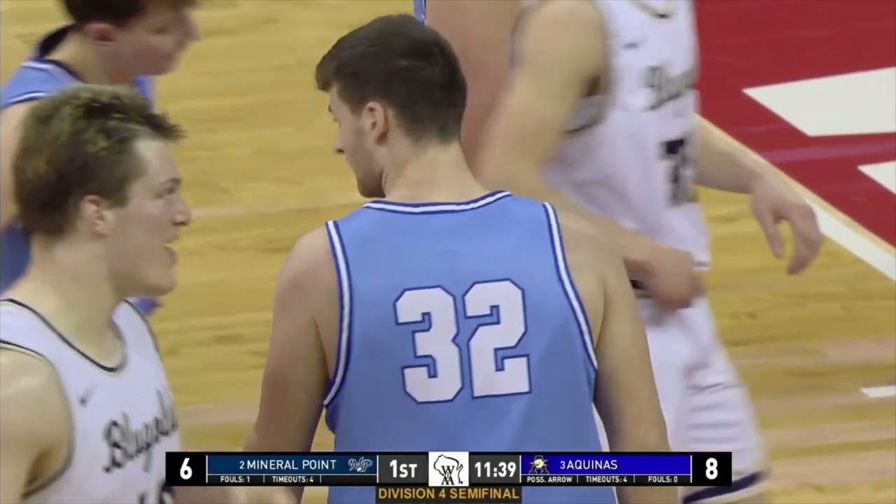 2024 WIAA Boys State Basketball Semifinal Division 4   Mineral Point vs Aquinas