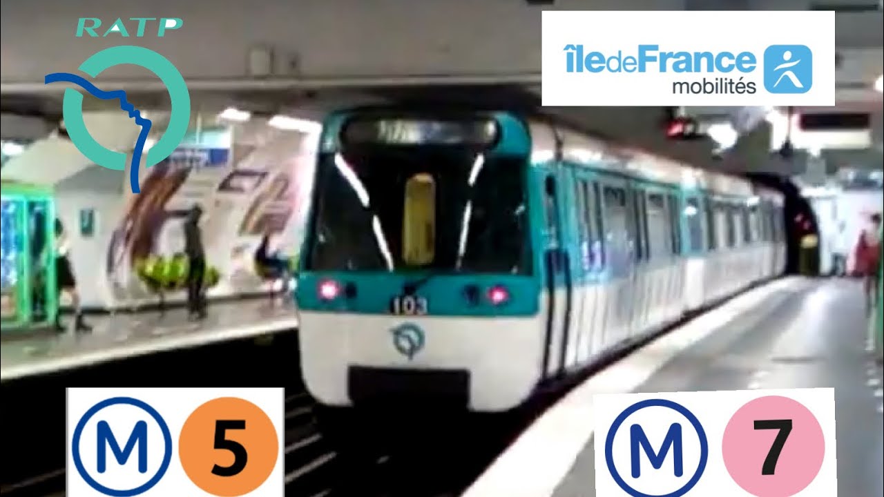 (Métro Ligne 5 et Ligne 7) Le Spot à la Station de Gare de L'est MF77 +MF01 (Archive mai 2020)
