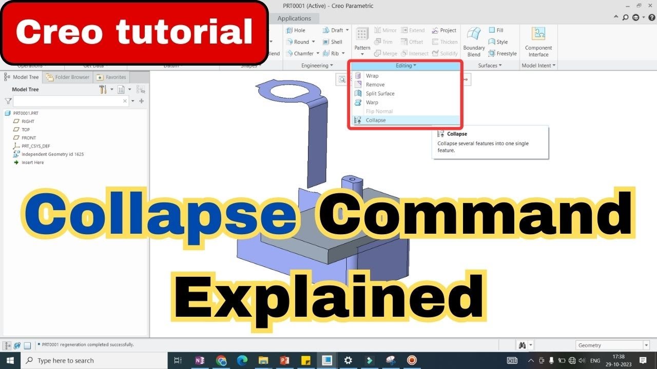 Creo collapse command explained | Creo tutorial for begineer #mechanicaldesignadda