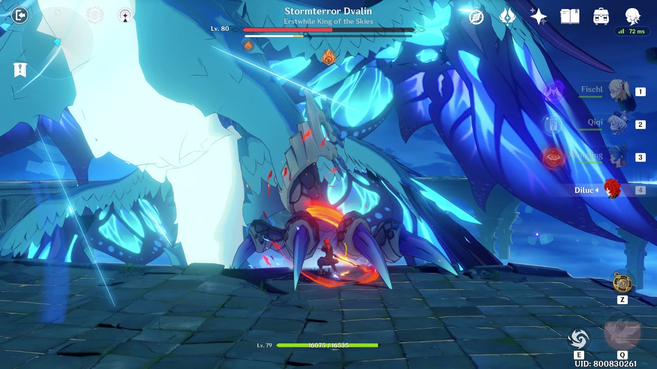 Genshin Impact - Confront Stormterror Lv80 run with Diluc