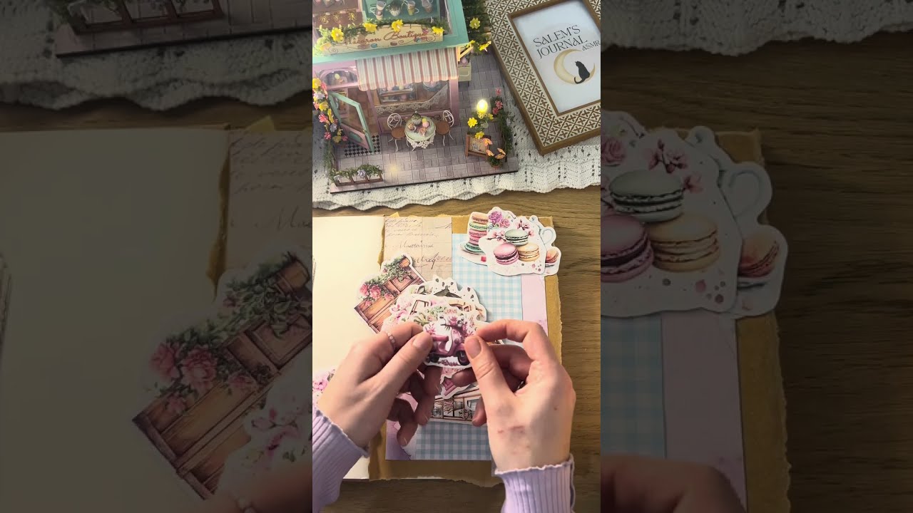 🍭ASMR 🍬Sweet Scrapbooking🍬- cozy evening, paper sound, Macarons 🍰