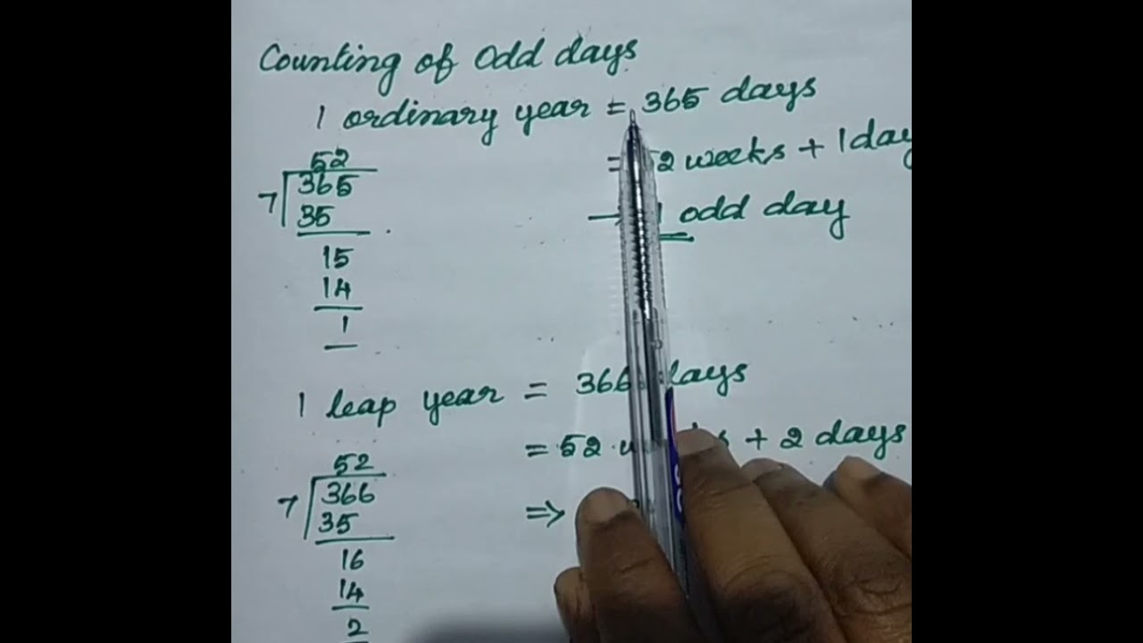 Counting of odd days for leap year and ordinary year