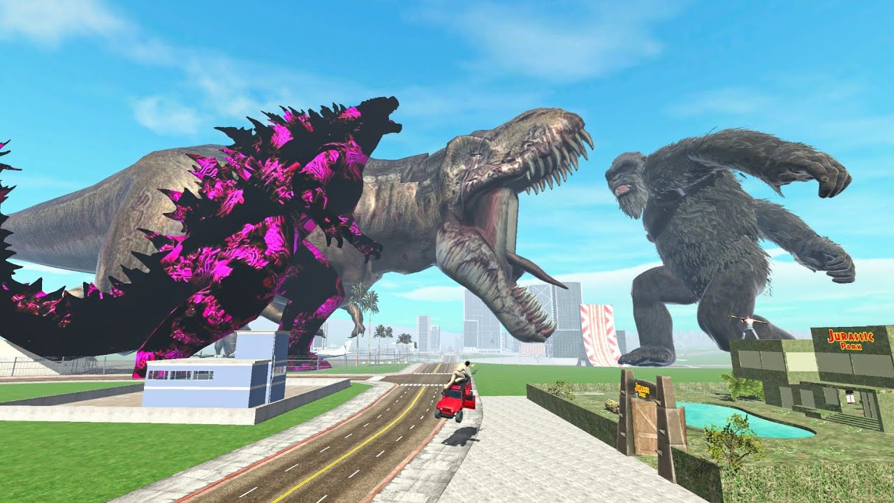 Godzilla Fight King Kong and Dinasaur in Indian Bikes Driving 3D