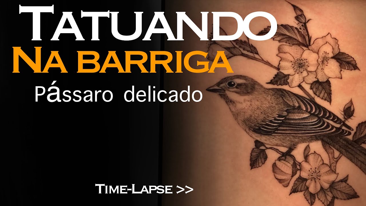Tatuagem de pássaro na barriga 