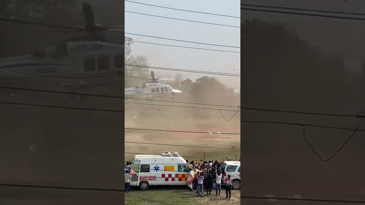 Cm yogi adityanath helicopter landing #viral #yogi #up #ytshorts