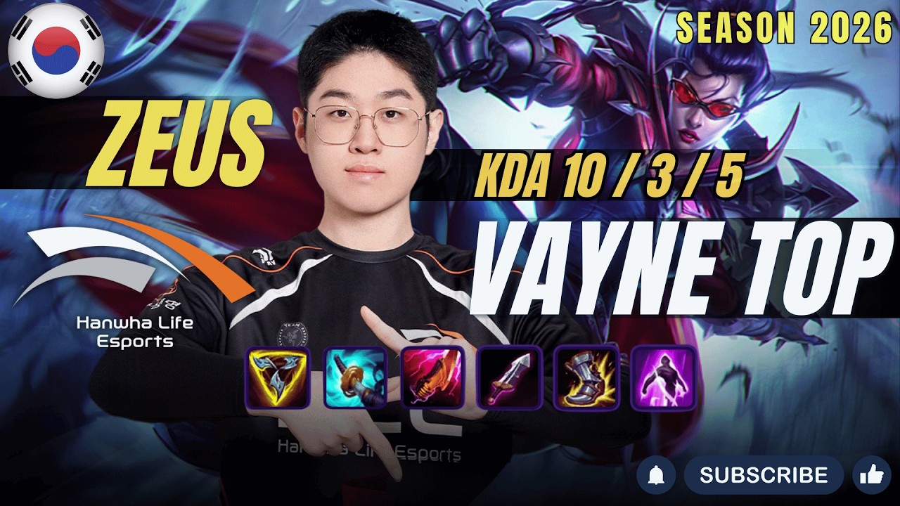 HLE Zeus VAYNE vs ZAAHEN Top - Patch 26.4 KR Ranked | lolrec