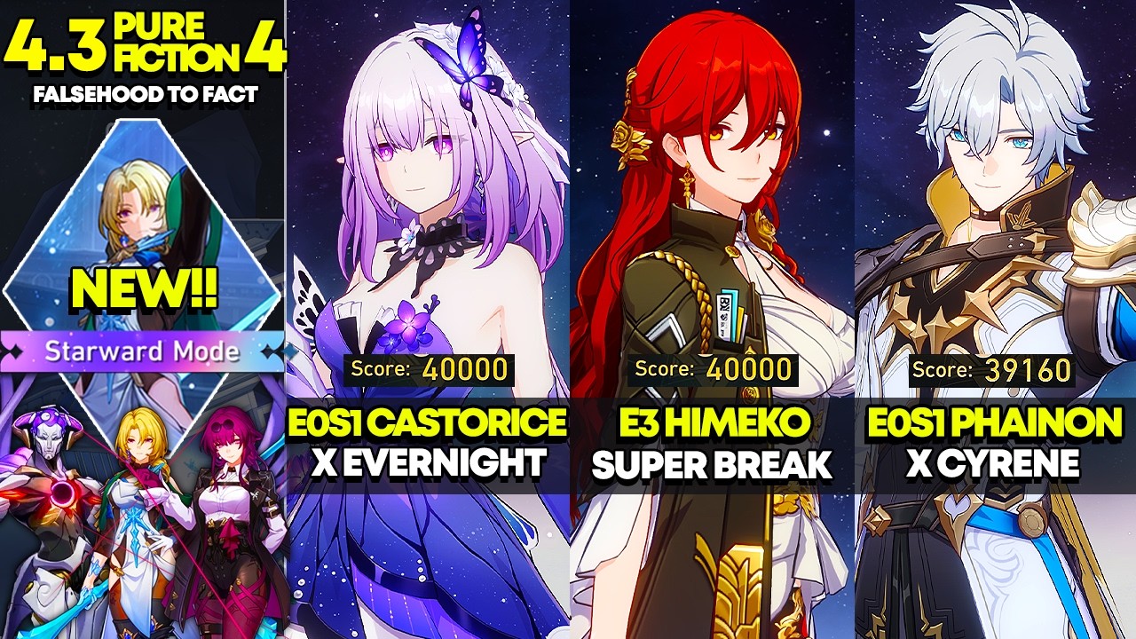 E0S1 Castorice, E3 Himeko, E0S1 Phainon | Pure Fiction 4: Starward Mode | HSR 4.3