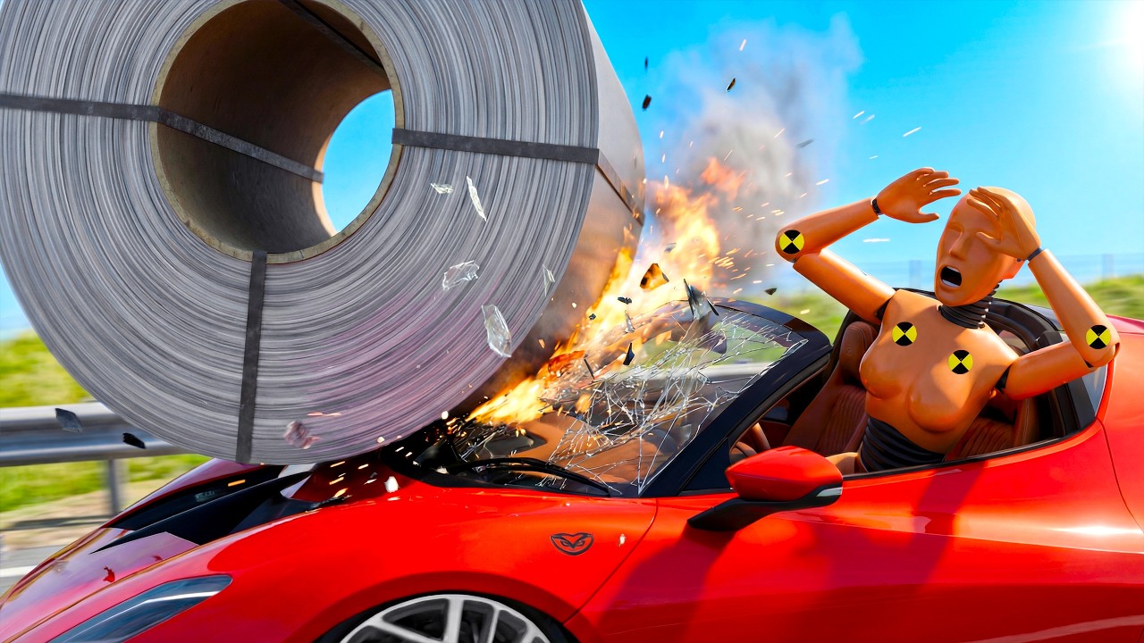 Police car VS Steel coil. Epic robbery №1 [BeamNG.Drive]