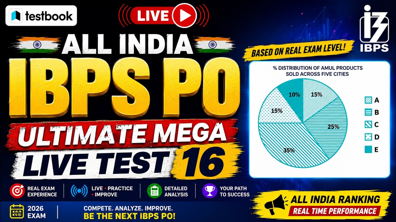 IBPS PO Live Mock Test Testbook 16 🔥 | Real Exam Level  | IBPS PO 2026 FULL LIVE MOCK