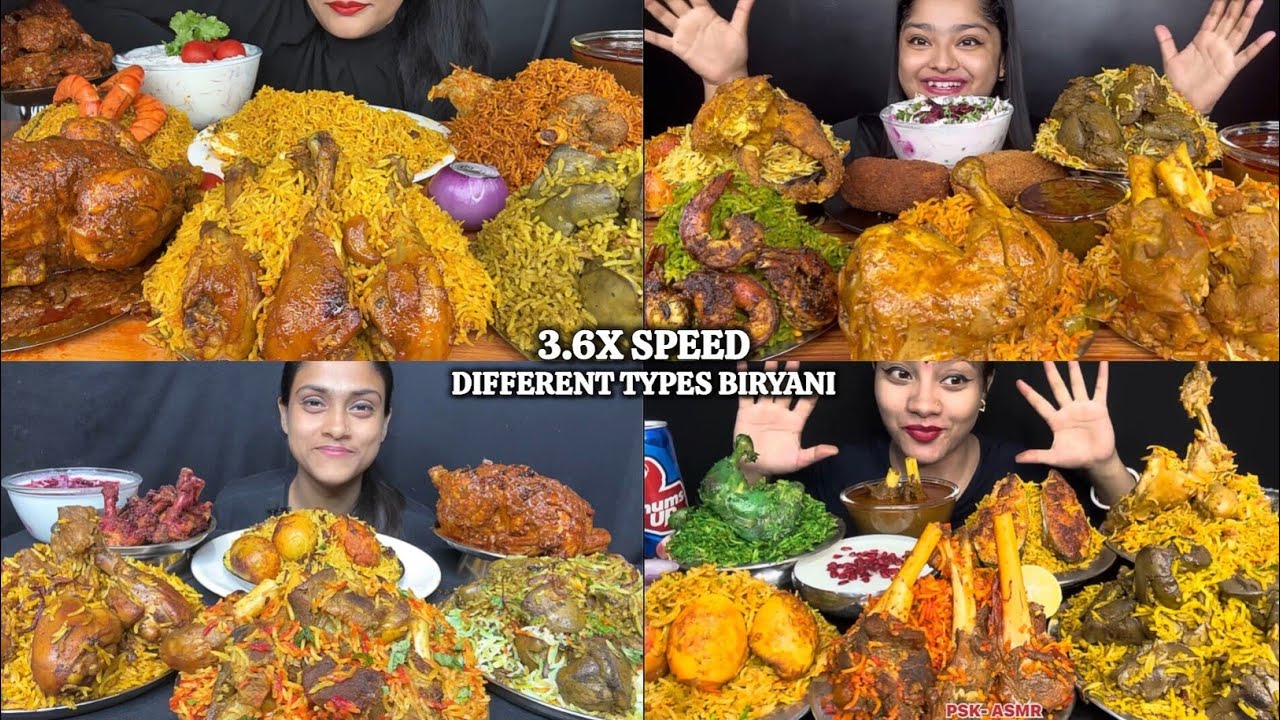 ASMR: Eating Different types of Biryani eating challenge😍😋whole chicken raita extra gravy Mukbang🤤