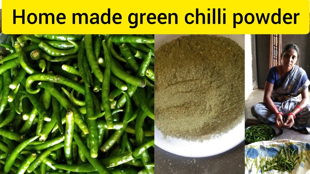 How to make green chili powder at home||हरा मिर्च पाउडर रेसिपी||Homemade green chili powder||