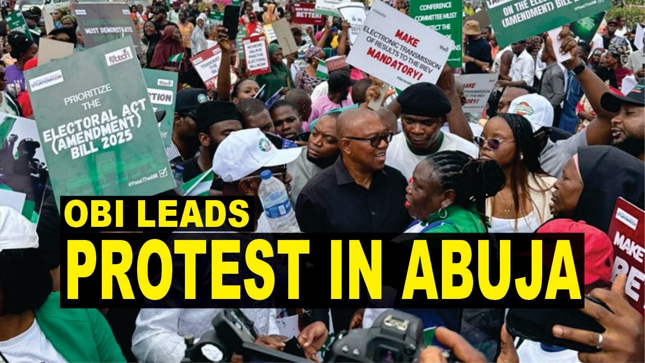 Peter Obi Leading From The Front As Nigerians Protest Electoral Reform At National Assembly Abuja