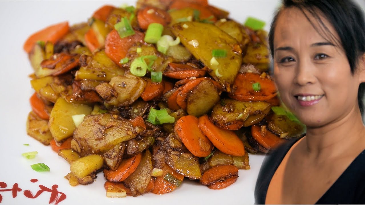 Stir Fry Potato & Carrot Recipe  (Chinese Vegetarian Recipe)