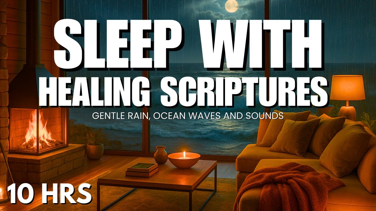 Healing Scriptures with Ocean & Gentle Rain | Sleep Peacefully in God’s Promises (10 HRS)