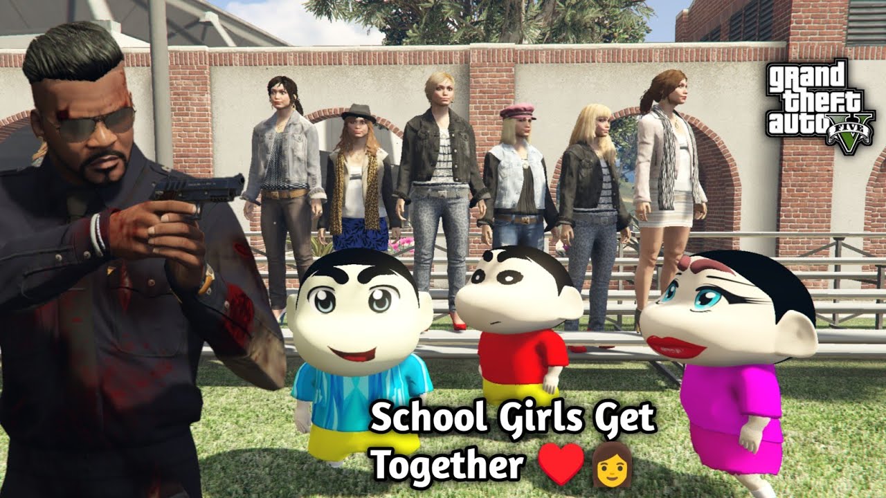 GTA 5: Shinchan School Girls 👩Get Together Went Wrong 😭Shinchan Franklin Angry 💔 Ps Gamester