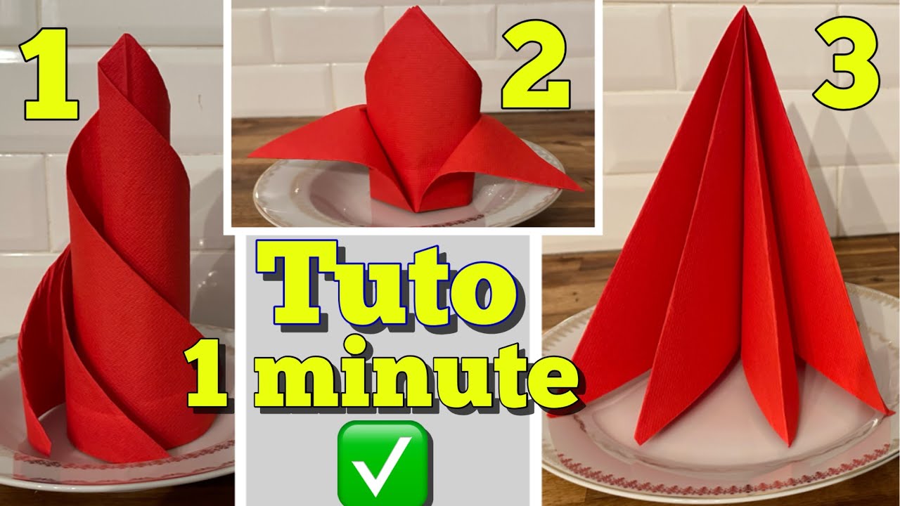Pliage de serviette en papier facile & rapide origami basique en 1 minute pour votre table de fête