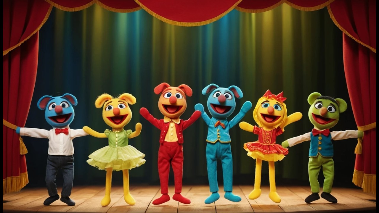 Cuatro Pequeños Títeres Bailan Alrededor | Canciones de Teatro y Movimiento para Niños
