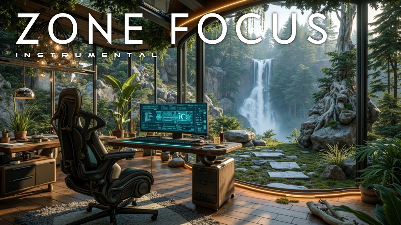 Музыка для глубокой работы для максимальной концентрации и продуктивности | Офис с водопадом