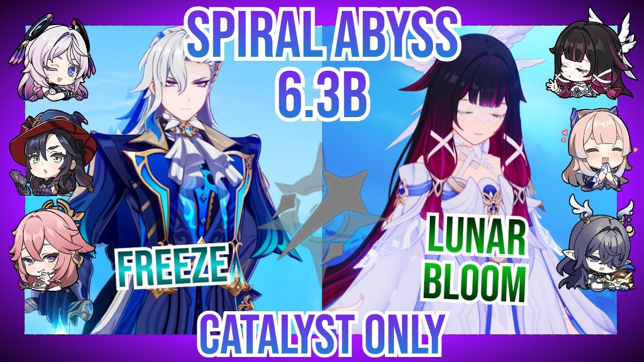C1 Neuvillette Freeze & C2 Columbina Lunar-Bloom - Spiral Abyss 6.3b Catalyst Only - Genshin Impact