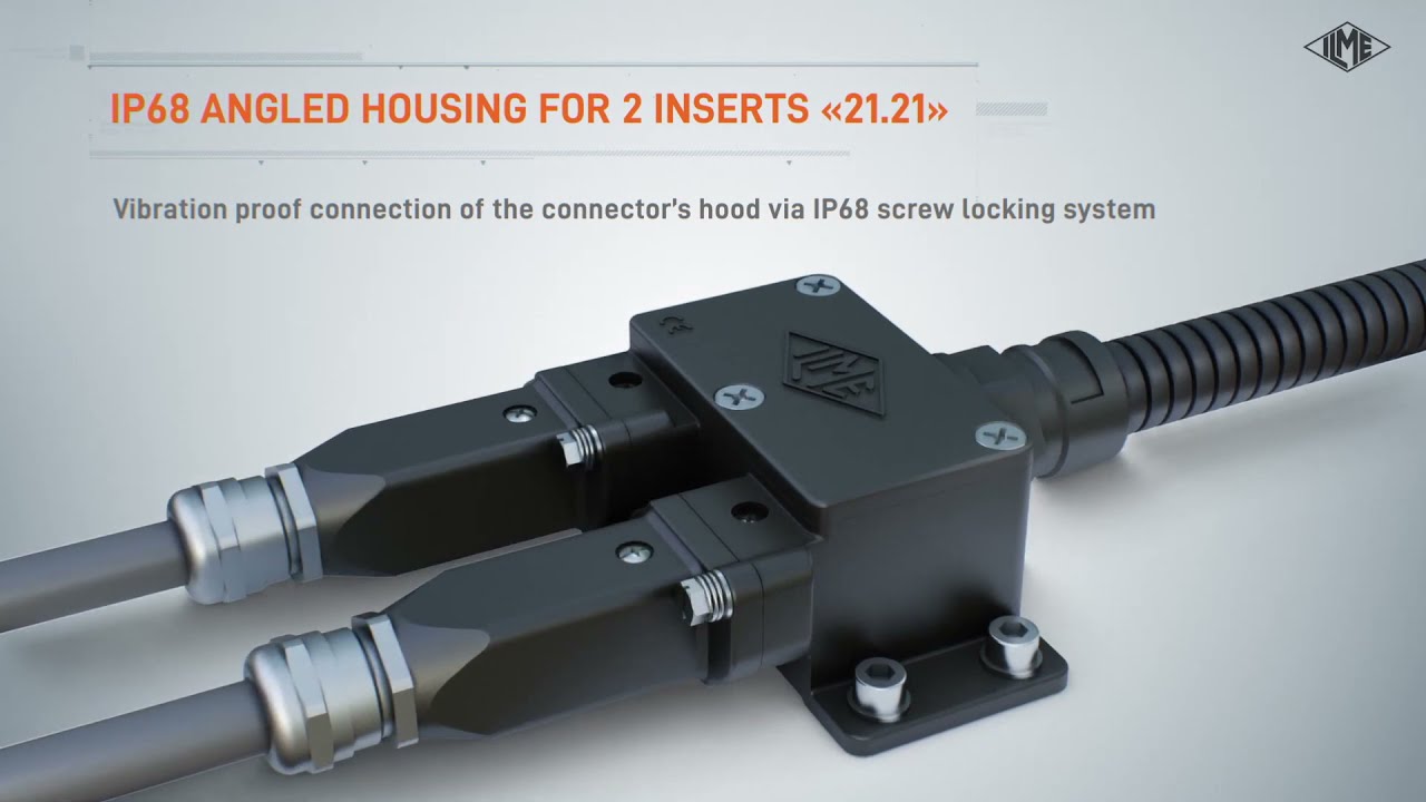 ILME IP68 angled housing for 2 inserts - Industrial connectors - ILME