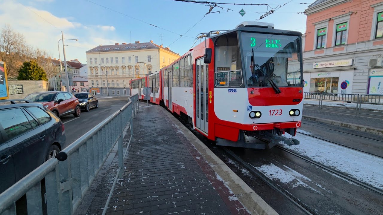 Jízda tramvají KT8D5RN.2 #1723 po GO na lince 3 (ČTI POPISEK)